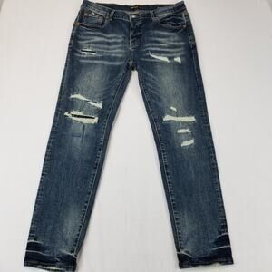 Purple Brand Jeans Mens 36 P001 Dark Indigo Light Destroy Slim P001-LDDI324